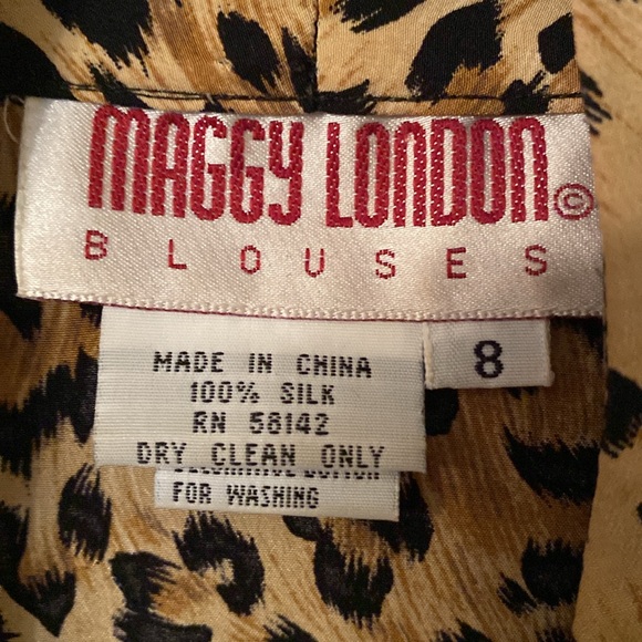 Vintage Maggy London 100% Silk Leopard Print Blouse sz.8 - Picture 2 of 4